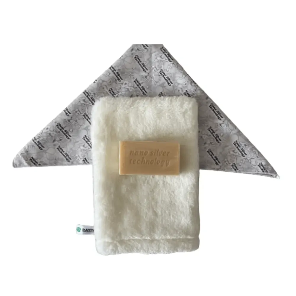 Raypath nano silver rinkinys Trio balta pirštinė, Sunbeam ir muilas