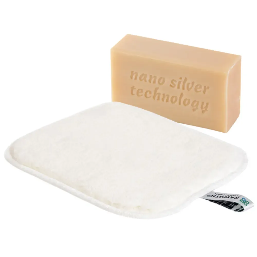 Raypath nano silver rinkinys su natūraliu muilu ir MINI DVIPUSE balta šluoste valymui šlapiu būdu