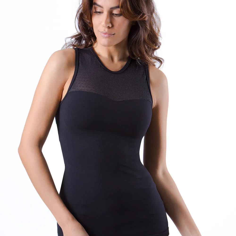 Formuojanti palaidinė be rankovių su tinkleliu taškeliais 212594