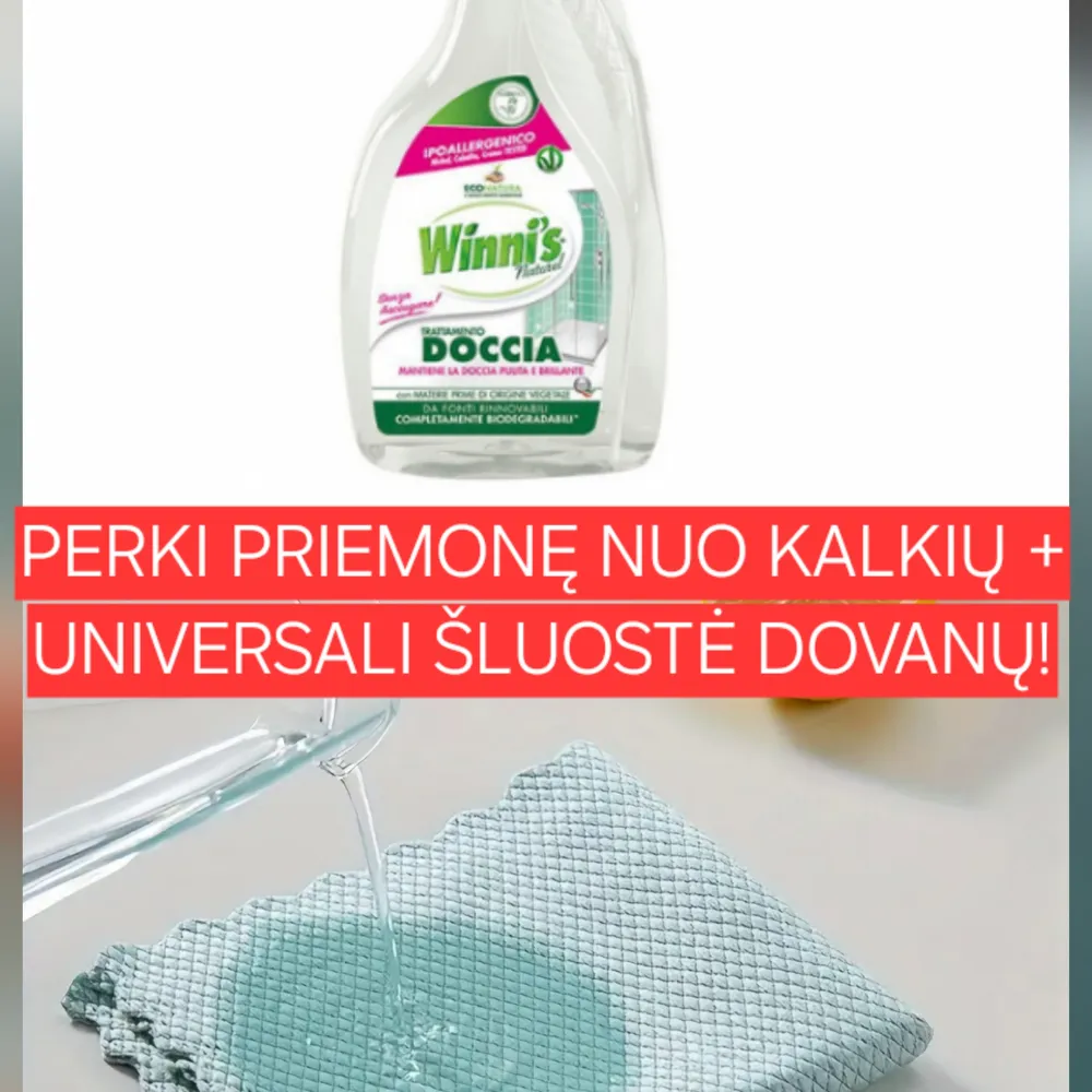 Ekologiškas dušo kabinų valiklis WINNI S 500ml+DOVANA UNIVERSALI ŠLUOSTĖ!!!