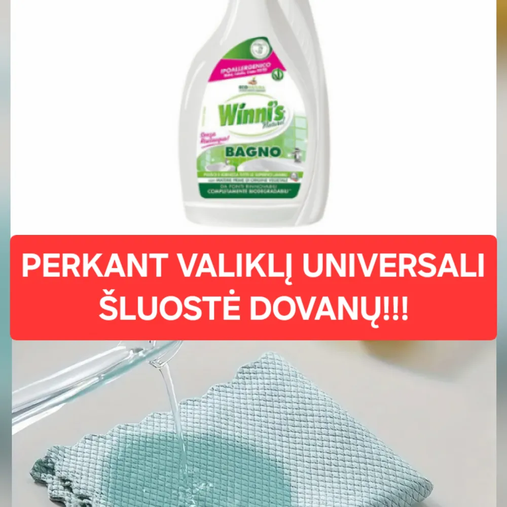 Ekologiškas kalkių valiklis vonios kambariui WINNIS 500ml+DOVANA UNIVERSALI ŠLUOSTĖ!!!!
