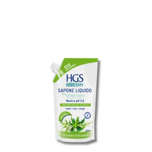 Skystas antibakterinis muilas Alavijas ir Arbatmedžio Aliejus HGS (papildymas minkštoje pakuotėje) 500ml